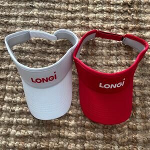 LONGi Performance Visor Hat –Red & White Adjustable Athletic Sun Visor(Set of 2)